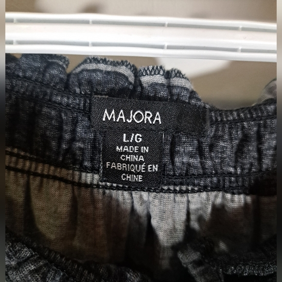 Majora Black and Grey Off the Shoulder Striped 3/4 Sleeve Size Large Top - Picture 2 of 9